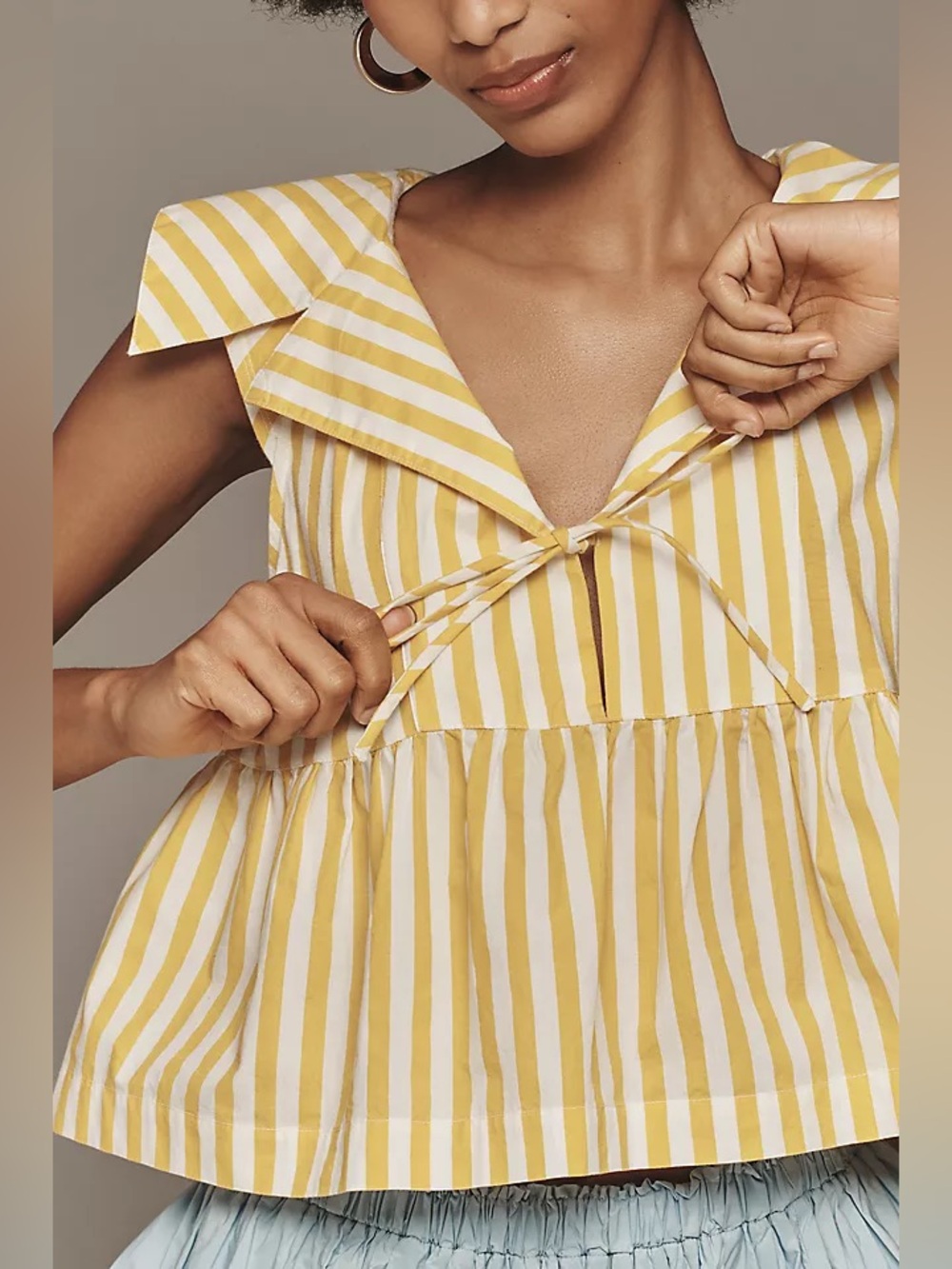 Anthropologie Babydoll Blouse Striped Size XL